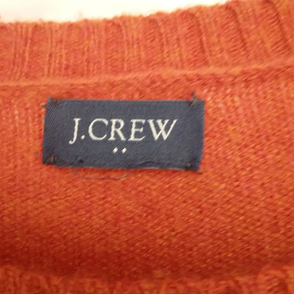 NWOT J. Crew Orange Lambs Wool Long Sleeve Crew Neck Pullover Sweater Men's XL